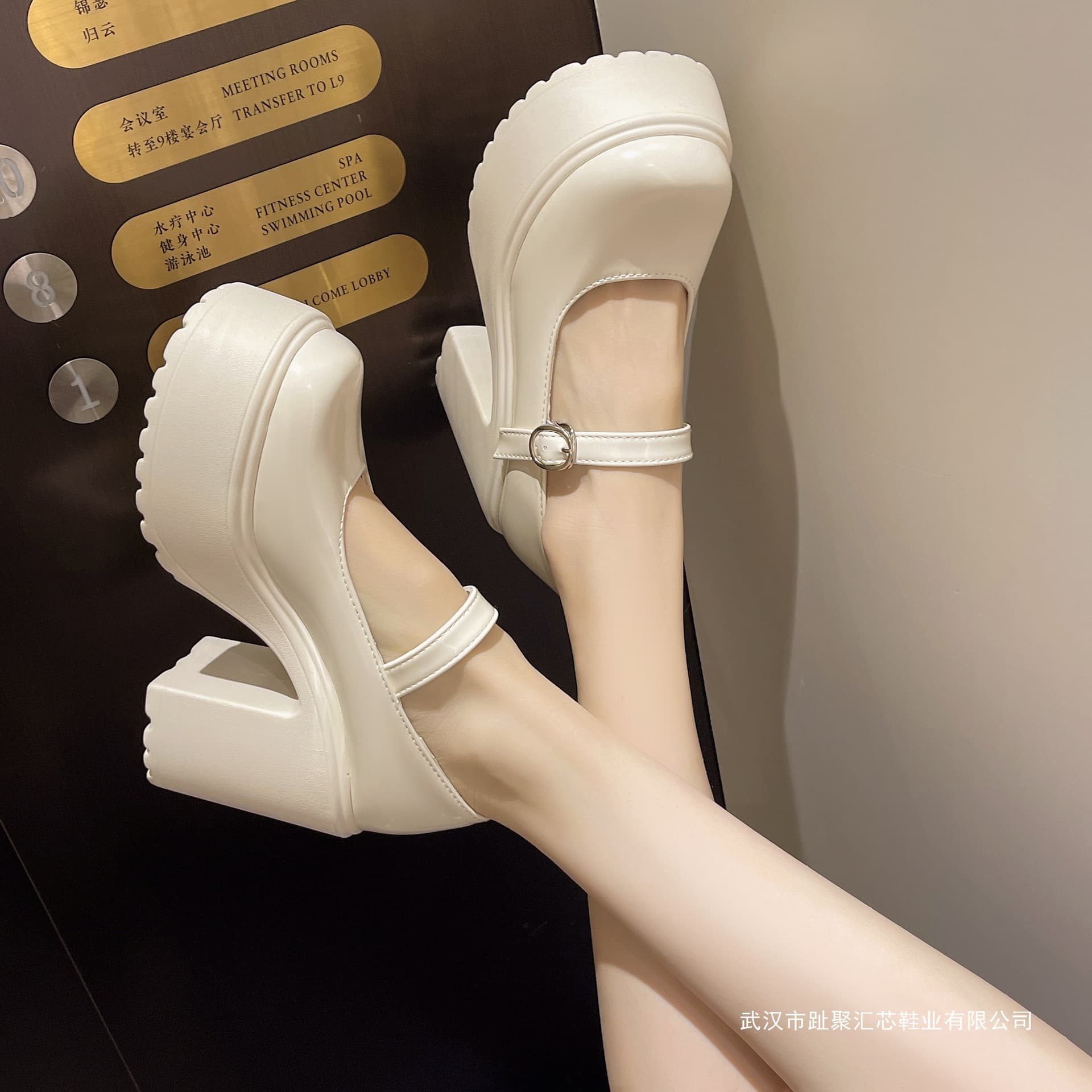 Mary Jane Wedding Shoes Bride Heel Platform Chunky Heel Thick Sole High Heels Women