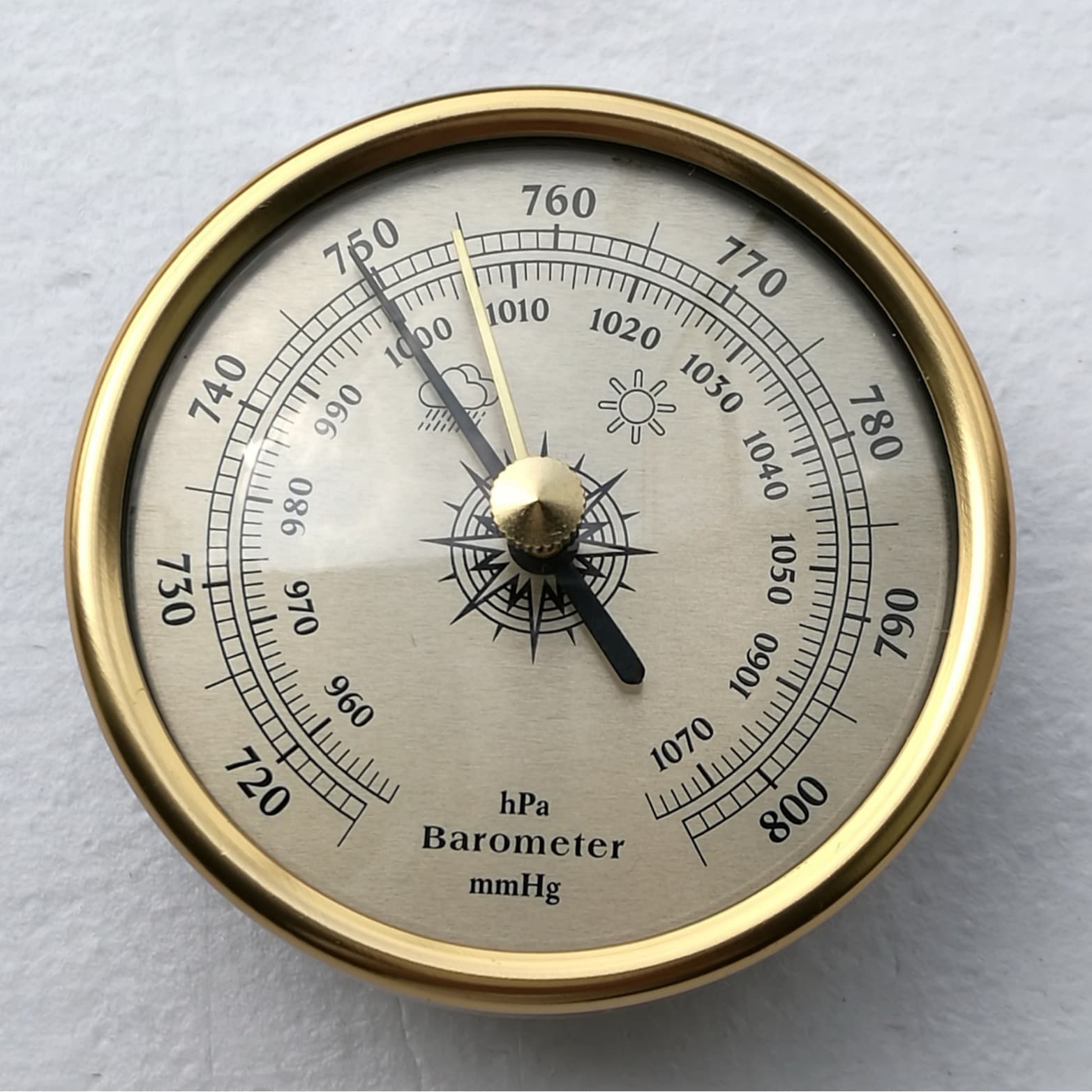 B9190G-7.2CM Barometer (Gold Ring Gold Face)