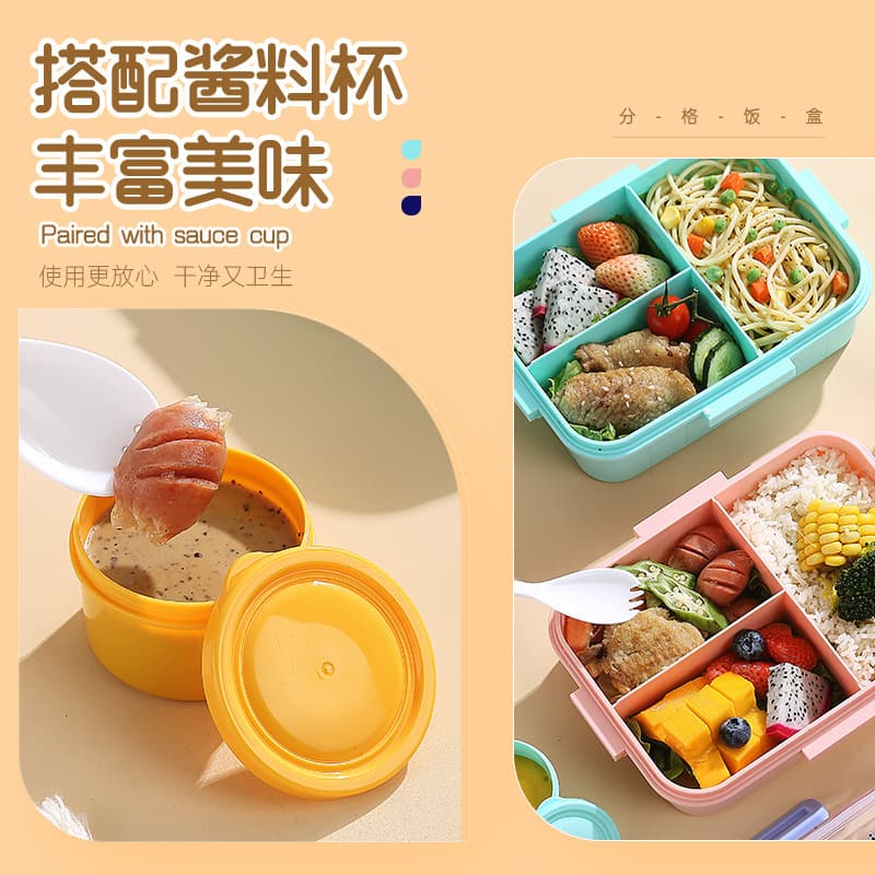 Cartoon 3-Compartment Lunch Box Astronaut Dinosaur Unicorn Kids Lunch Box with Salad Bowl Sealed Bento Box Food Storage Container