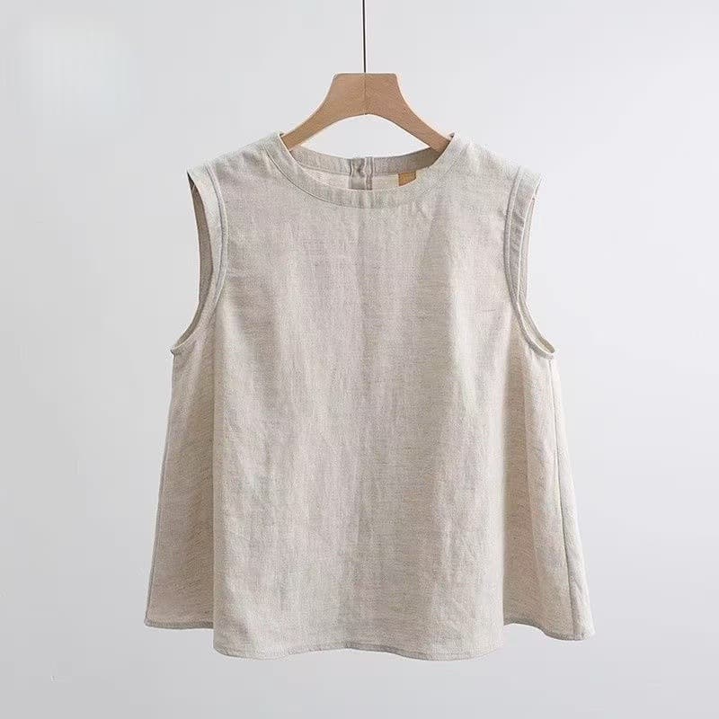 Linen and Cotton Women's 2026 Spring/Summer New Sleeveless Top Loose Fit Linen T-Shirt Base Layer Linen Vest