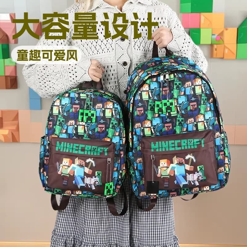 New Cross-border My World Large-capacity Student Backpack for Boys Cartoon Backpack High-fashion Stylish