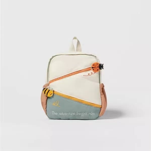 Animal Decorated Color Block Children's Backpack School Bag Unisex Canvas Daily Use Kindergarten Kids Cute Fun Bag 1530130 02