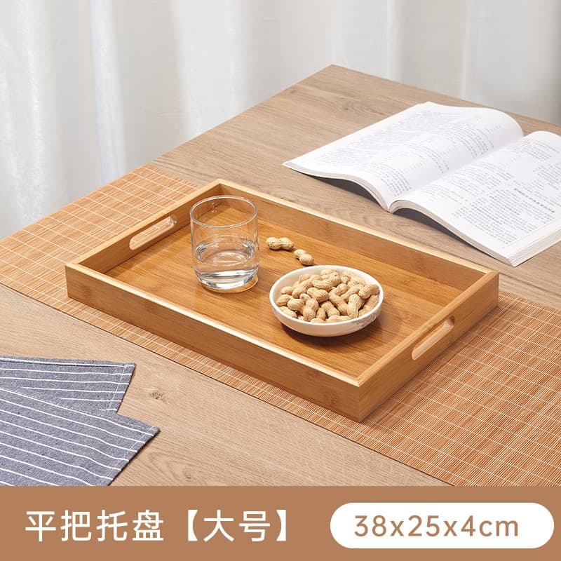 Bamboo Wood Rectangular Tea Tray Household Cup Tray Solid Wood Serving Tray Commercial BBQ Tray Bread Tray