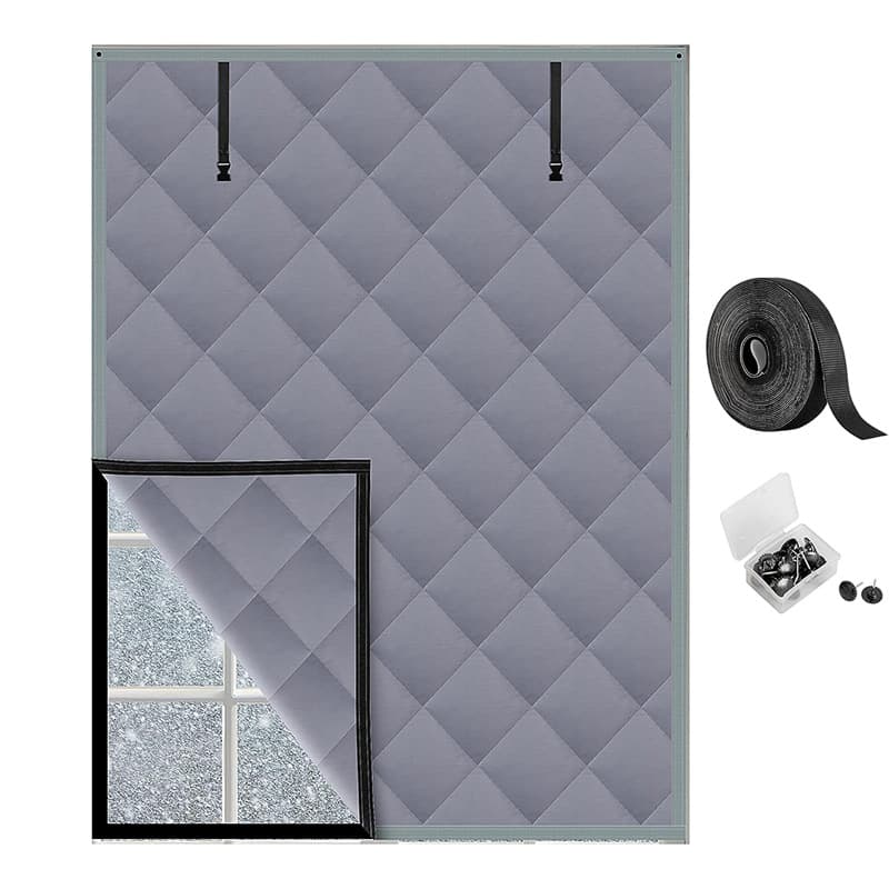 Winter Insulated Window Covers Oxford Fabric Frost-Proof Insulated Window Blankets with Magic Tape Winter Cold-Proof Thermal Curtain Set