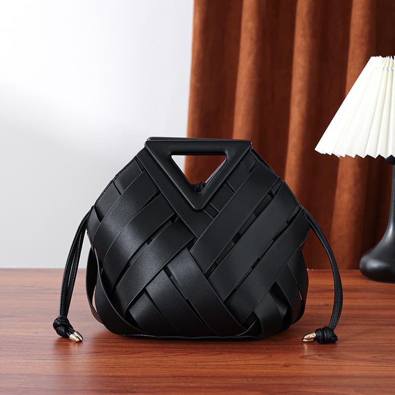 2025 New Fashion Woven Hollow Bucket Bag for Women, Handbag Shoulder Crossbody Bag Trendy