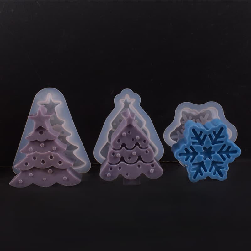 Christmas Tree Snowflake Candle Mold Christmas Decoration Snowflake Candle Christmas Star Christmas Tree Mirror Silicone Mold