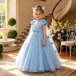 European and American Girls Evening Dress Tutu Princess Dress Girls Medium and Large Children Dress Flower Girl Runway Birthday Performance Costume