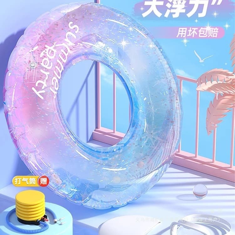 Thickened adult swimming ring, men's and women's life ring, children's summer inflatable underarm ring, adult equipment with airbag and handle.