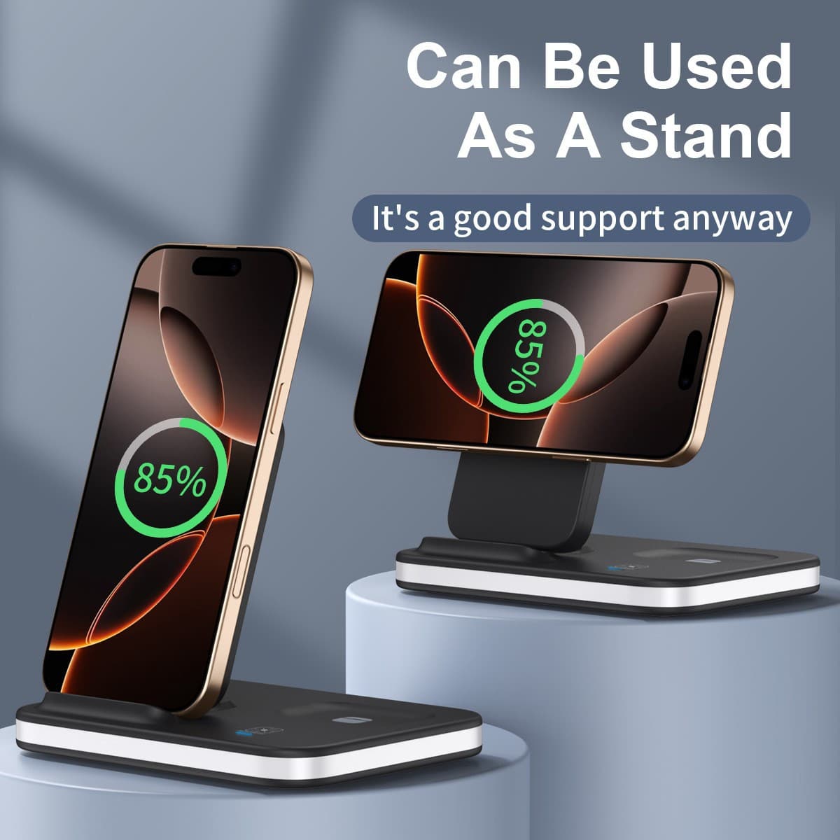 Desktop Magnetic Foldable Wireless Charger Fast Charging Compatible with Wireless Charging Phone, Earbuds Case, Watch Charging 4-in-1