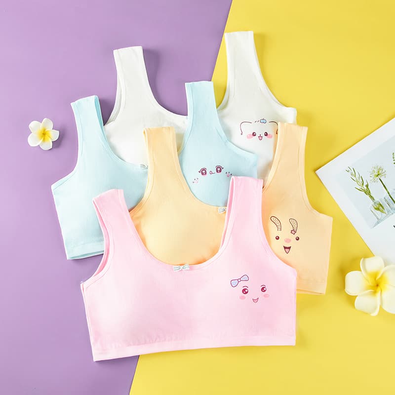 Pure Cotton Girls' Underwear for Middle and High School Students, Small Vest, Large Children's Bra, Puberty Period Young Girls