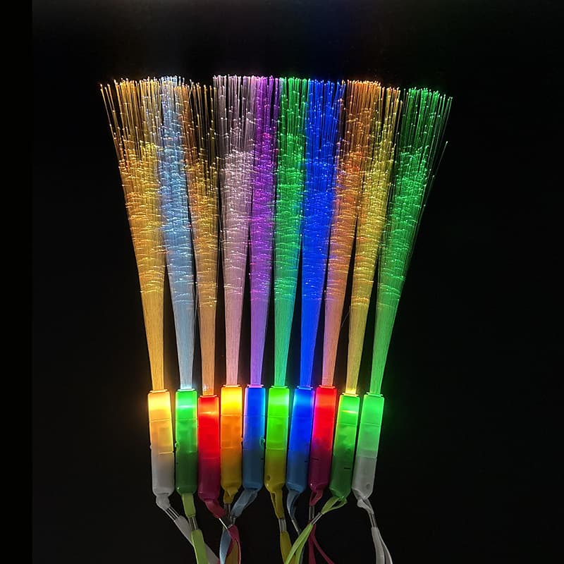 Cross-border Hot Selling LED Flash Multicolor Glow Sticks with Three Functions, Fiber Optic Light-up Concert Cheering Props