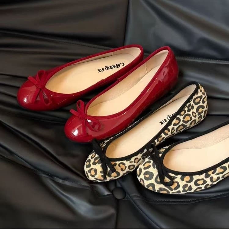 French Polka Dot Bow Flat Shoes for Women 2026 New Spring, Stunning for Dresses, Evening Style Mary Jane Shoes