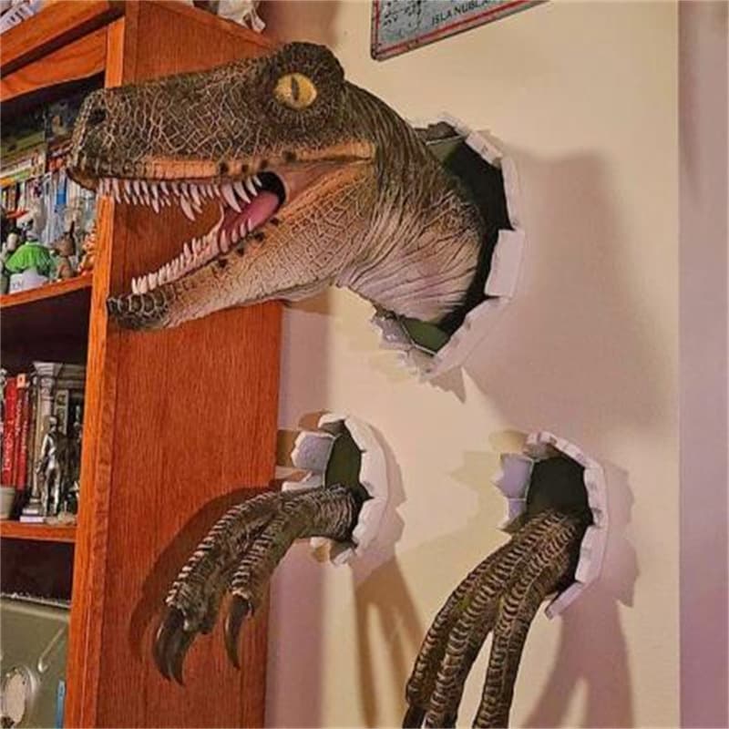 2026 Cross-Border New Product Garden Dinosaur Statue Decoration Resin Ornament Velociraptor Wall Decoration Wall Sticker Decoration