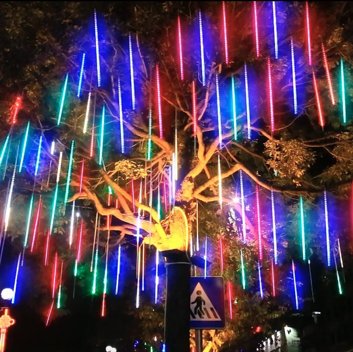 Cross-border LED Meteor Shower String Lights, Waterproof Christmas Decorative Color Lights, Festival Street Engineering Lighting, Hanging Tree Lights