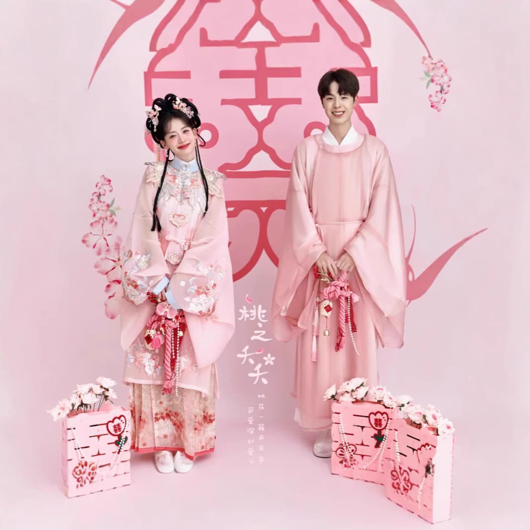 New Ming-Style Couple Photography Costume, Playful and Cute Chinese Hanfu Ancient Costume for Couple Portrait Photography