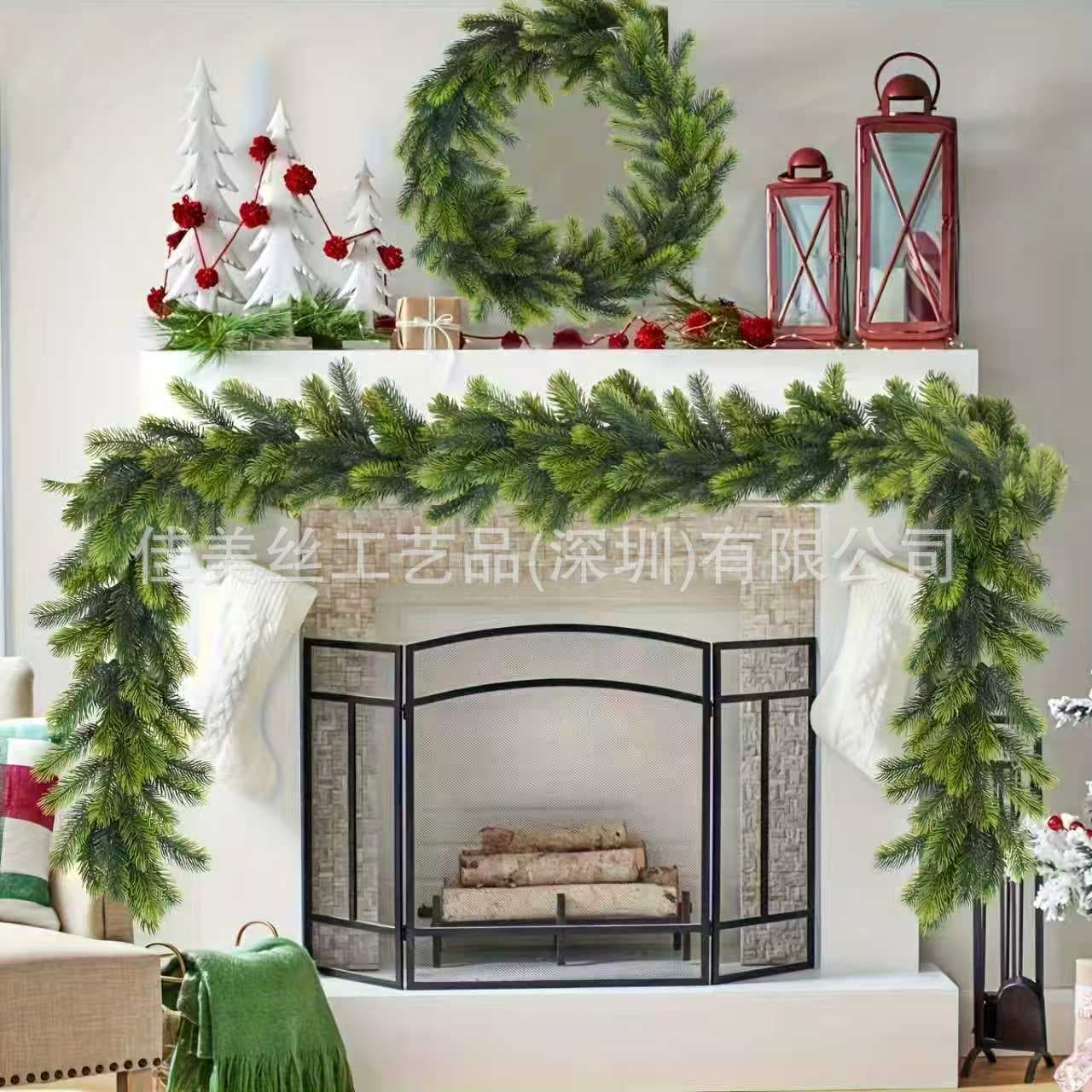 Cross-border Amazon Christmas Pine Needle Vines - Staircase/Mantle/Window Wreath Decor