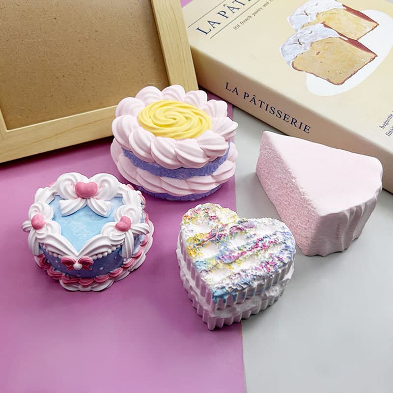 Simulated Dessert Squeeze Toy Silicone Mold Heart Bow Cake Slice Basque Cheesecake Mold Wax Bottle Candy Mold