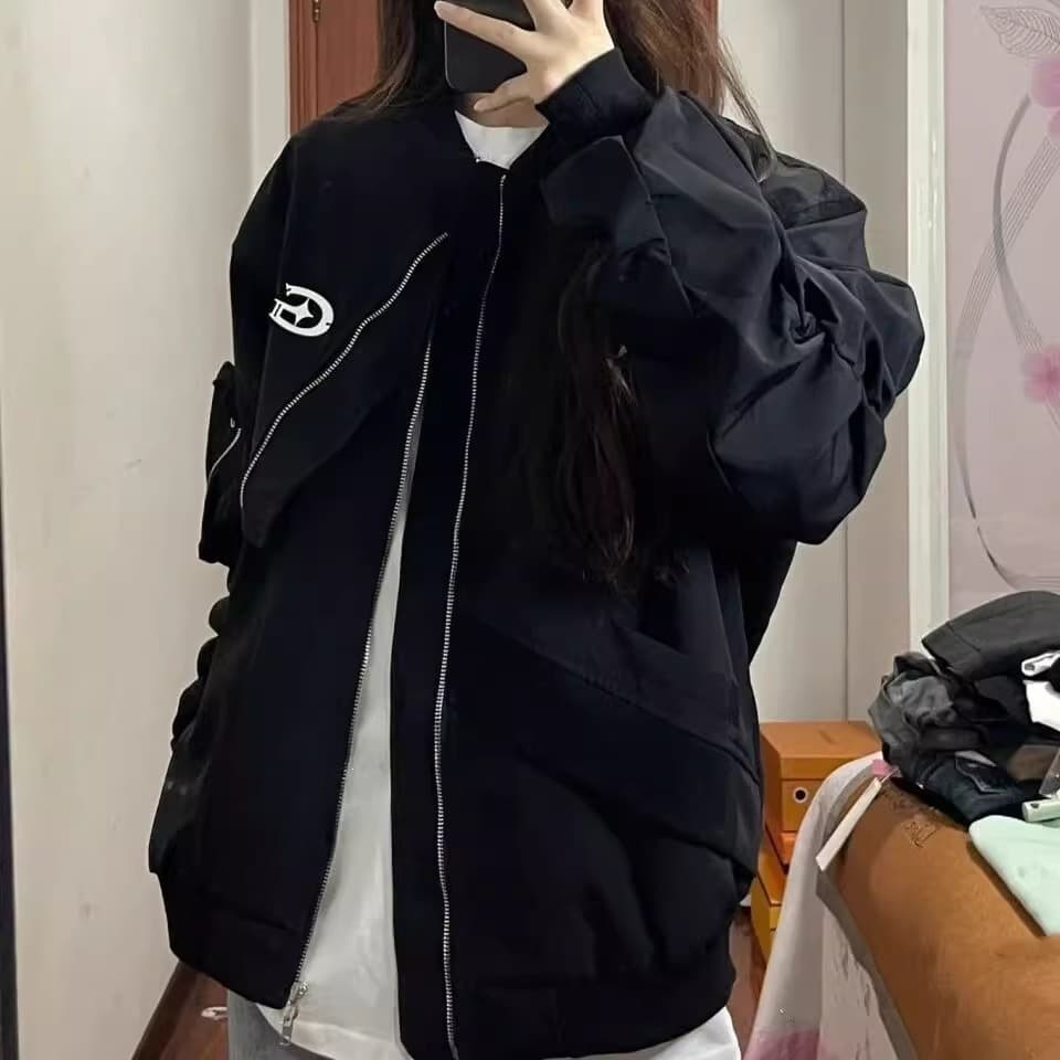 Hong Kong style retro niche design jacket for women spring and autumn flight suit jacket baseball uniform workwear couple tops cross-border
