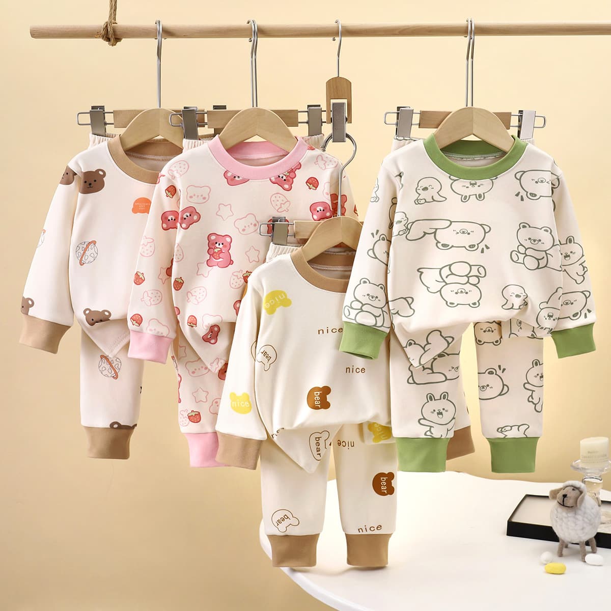 Kids Thermal Underwear Set Boys Girls Autumn Winter Loungewear Baby Warm Base Layer Set German Velvet Long Sleeve Pants Clothes