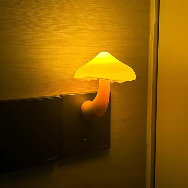 Mushroom-shaped Plug-in Night Light with Light Control for Bedroom, Baby Feeding, and Sleep Sensing