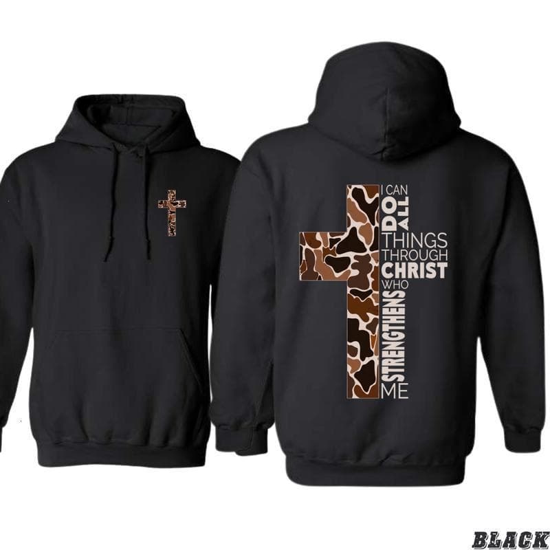 [Cross-border EU Size] Christian Camo Cross Hoodie Philippians