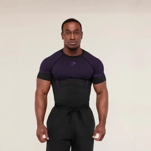 GYMSHARK / ONYX5 Men's T-Shirt, Sports Fitness Quick-Dry Breathable Elastic Round Neck Short Sleeve Compression Training Top