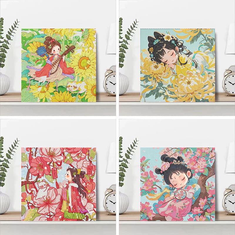 New Flower Girl Diamond Painting Cartoon DIY Rhinestone Decorative Painting Handmade Diamond Painting Wholesale