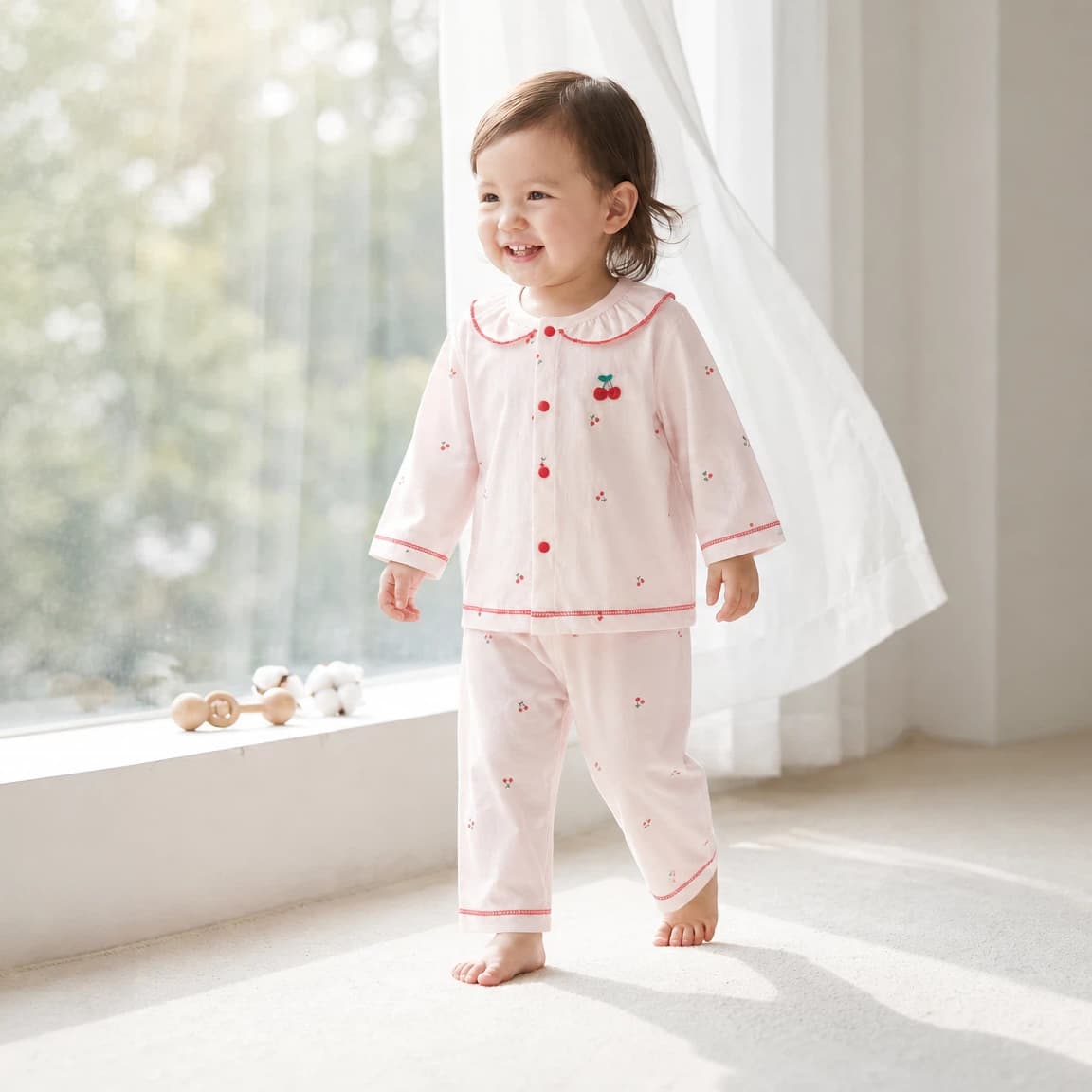 Baby Girl Summer Clothes Set Air Conditioning Pure Cotton Sleepwear Thin Newborn Underwear Two-Piece Set Breathable Soft Cotton