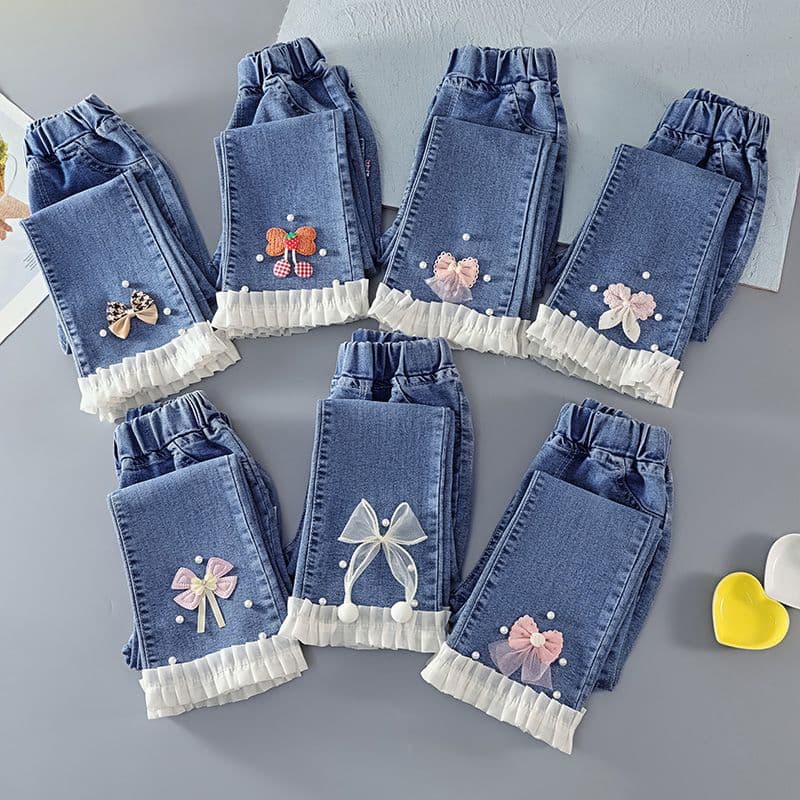 Girls' Flared Jeans 2025 Spring/Summer New Style, Straight-Leg Kids' Dad Jeans for Older Children