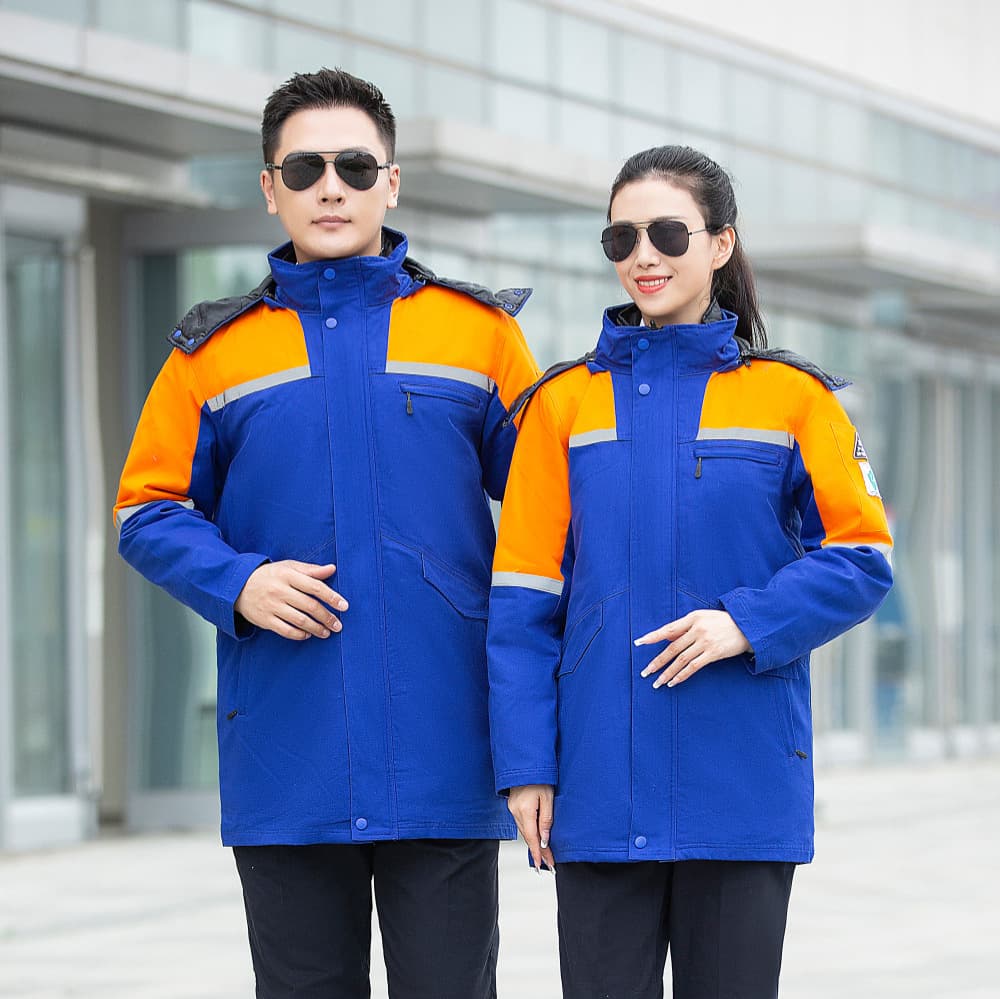 Winter Pure Cotton Grid Anti-Static Jacket with Logo for PetroChina Gas Station Workwear Cotton Coat Cold-Weather Labor Protection Clothing
