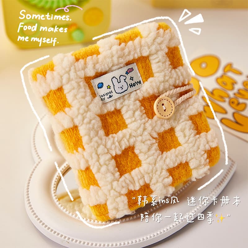 Korean ins style one-square grid small card album warm plaid fabric high-value photo album 3-inch loose-leaf small card storage album