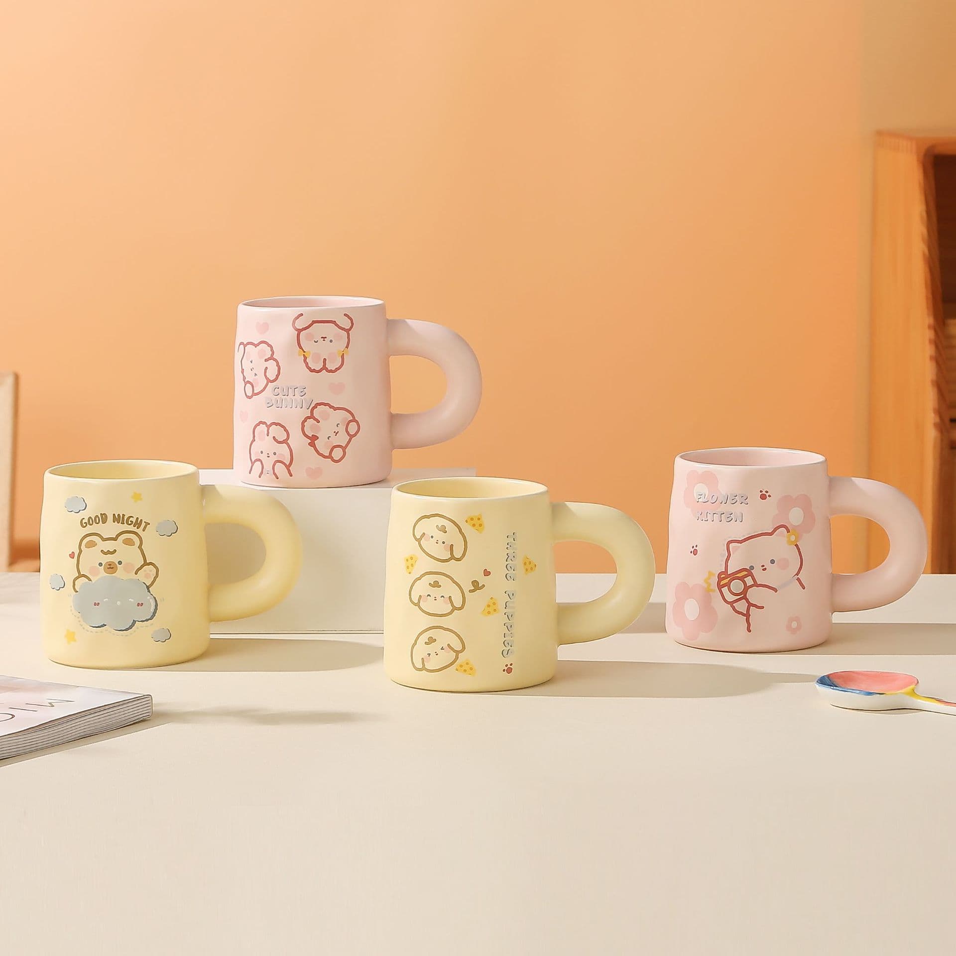 Cartoon Bear Ceramic Cup Large Capacity Mug High Aesthetic Coffee Cup Household Ceramic Water Cup Gift Milk Cup