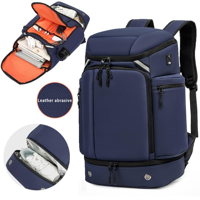 Cross-Border Backpack, Large Capacity Men's Computer Backpack, Luggage Bag, Multi-Functional Business Travel Bag with Shoe Compartment