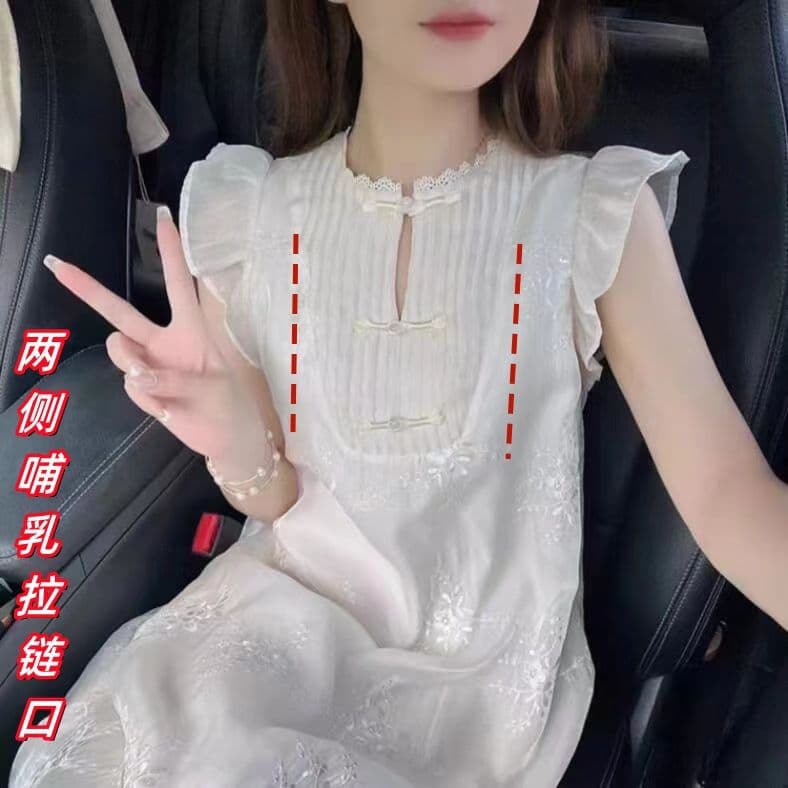 (Pregnancy and nursing dual-wear) vertical opening for 80-150 lbs, maternity spring outing fashion summer nursing dress.