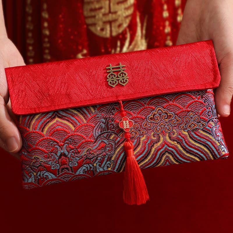 2024 new name-change red envelopes, large ten-thousand-yuan fabric velvet wedding packets with double happiness character