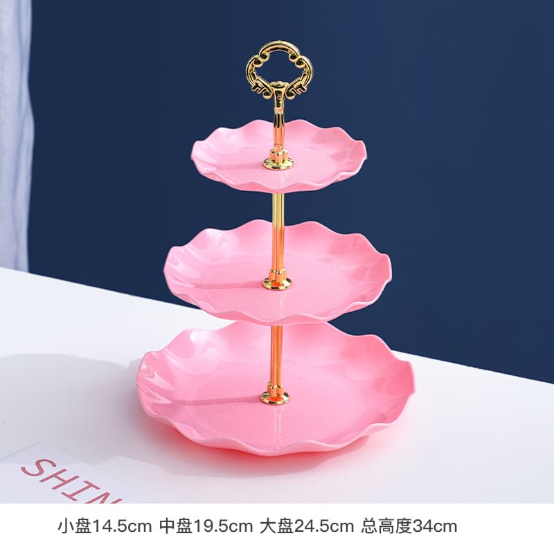 Plastic Three-Tier European Light Luxury Dessert Stand Multi-Layer Fruit Plate Cake Holder Pastry Rack Wedding Party Candy Tray