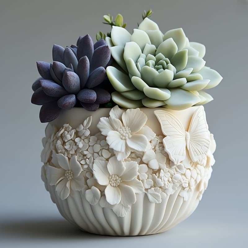 Three-dimensional flower butterfly silicone mold aromatherapy gypsum flower pot decorative ornaments mold