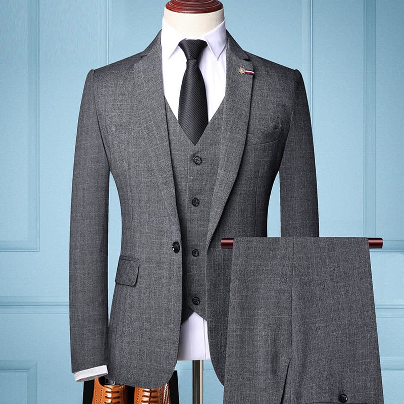 Men's Suit Set 2024 Autumn Winter New Arrival Youth Korean Slim Fit Business Formal Three-Piece Suit