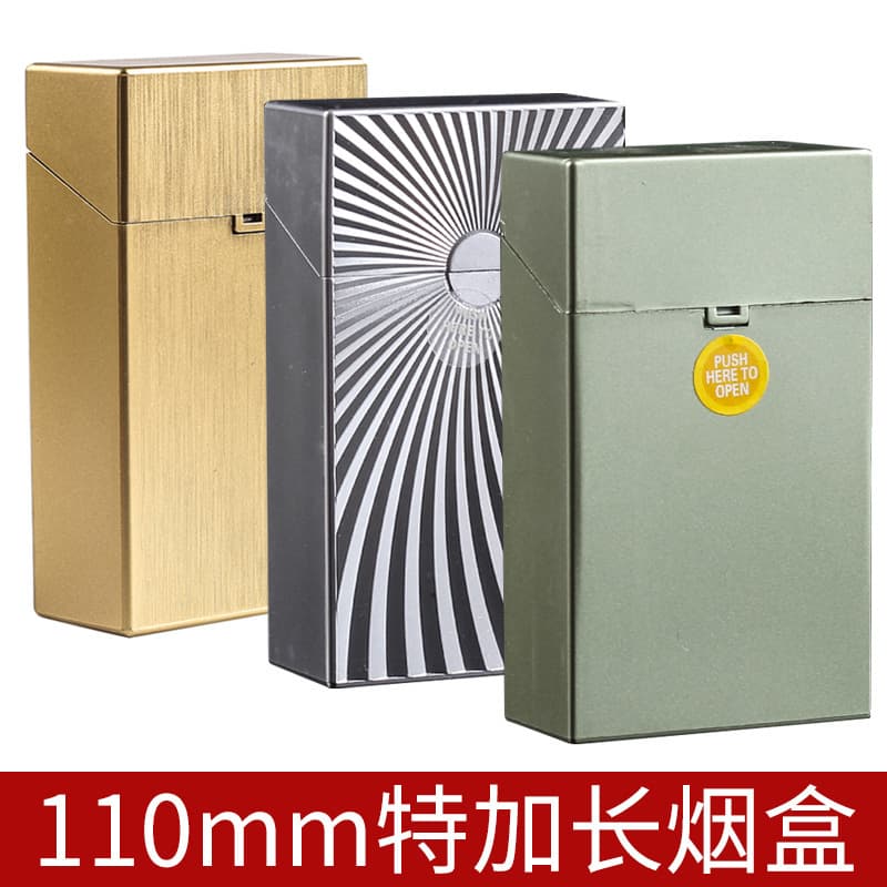 110mm Extra Long Cigarette Box, 20-Pack Plastic Hand-Rolled Cigarette Box, Creative Stylish, Portable, Sweat-Proof and Pressure-Proof Brushed