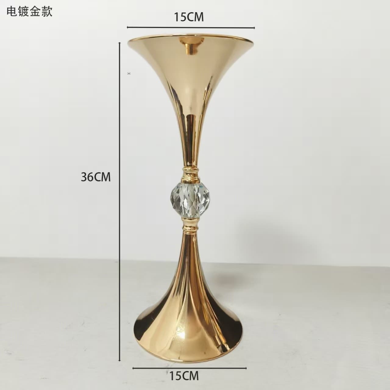 Wedding Supplies Iron Metal Flower Vase, Luxury Vintage Wedding Decoration, Trumpet Vase Table Decor Ornament Flower Pot