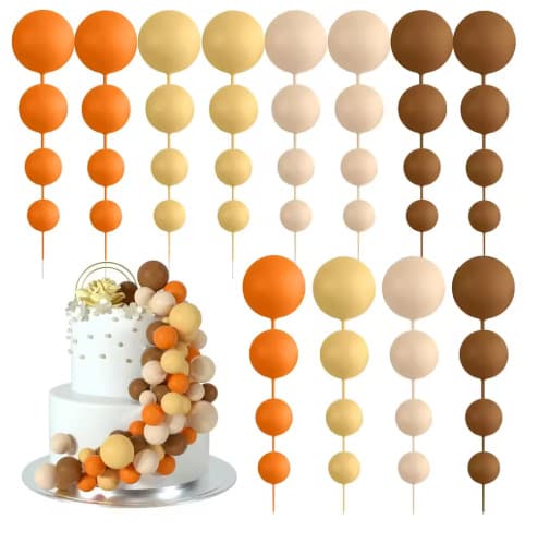 Cross-border Hot Selling Cake Decoration Balls 48-Pack 4-Color Assorted Set Birthday Party Wedding Cake Decoration Insert Gold Balls
