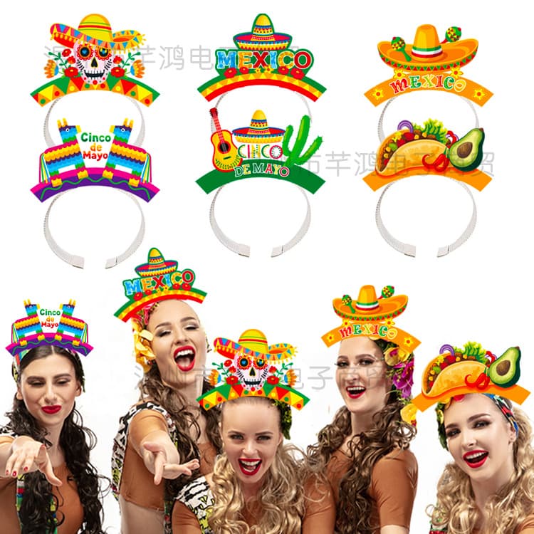 2025 new product cross-border Mexico theme carnival party headwear photo props supplies children's party headband