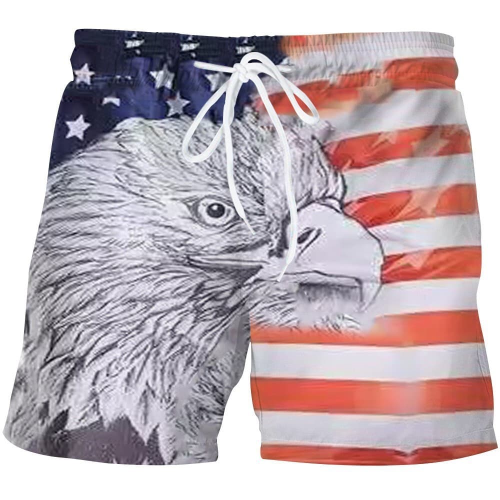 2026 Summer New Cross-border Beach Shorts American Independence Day 3D Digital Printing Casual Sports Men's Shorts
