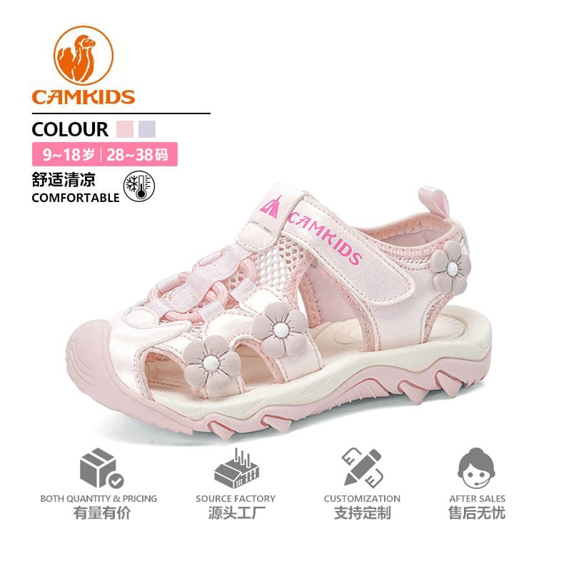 CAMKIDS Girls' Sandals, Summer New Closed-Toe Non-Slip Girls' Soft-Soled Children's Sports Shoes, Princess and Big Kids