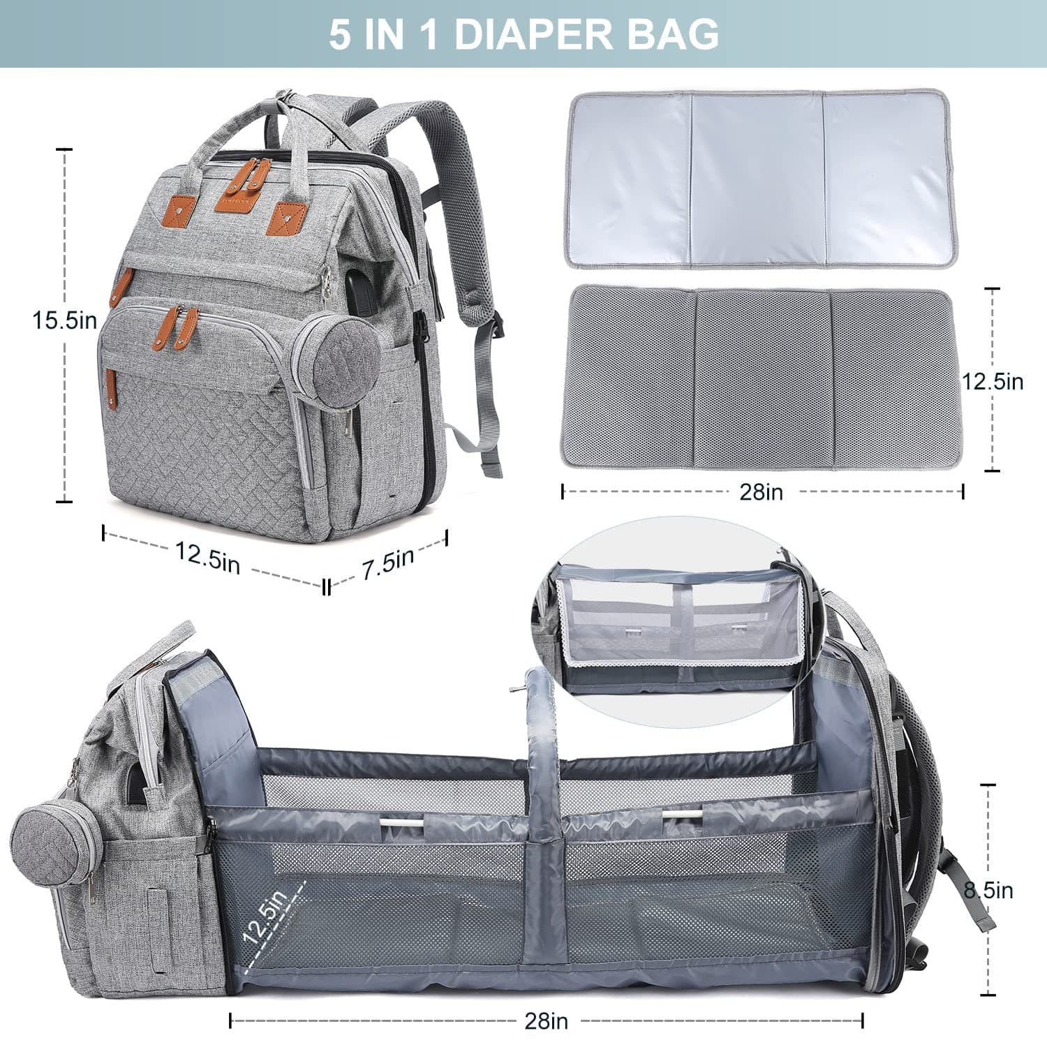 Cross-Border Top Mom Bag New Style Foldable Baby Crib Mosquito-Proof Backpack Stroller Large Capacity Maternity Bag