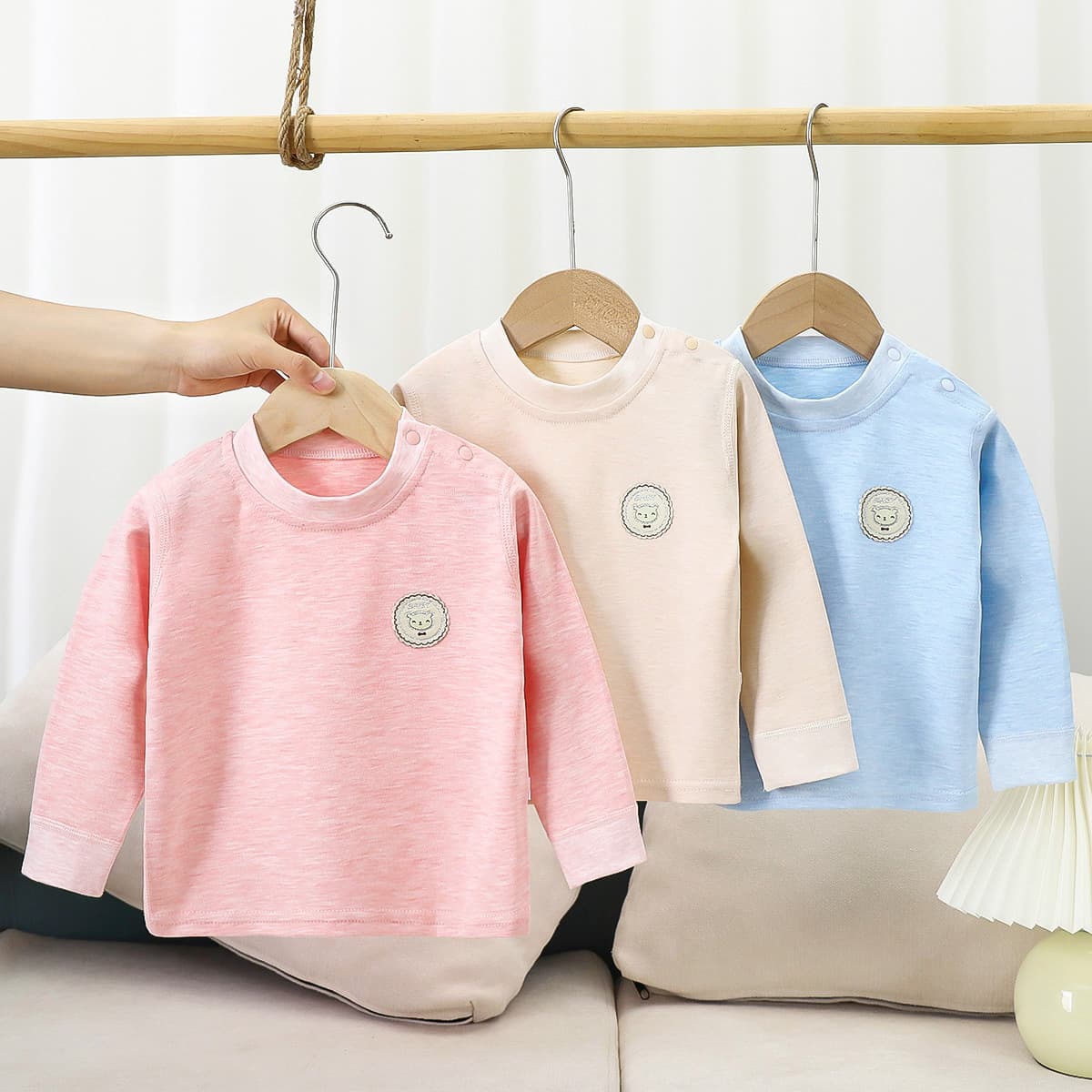 [200g Combed Cotton] Seamless Children's Single Piece Autumn Clothes Baby Knitwear Boys Base Layer Girls Cotton Underwear