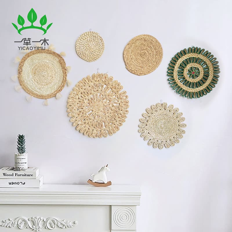 Grass Weaving Wall Decor Background Wall Artifacts Ethnic Style Decor Sofa Bedside Hanging Ornaments