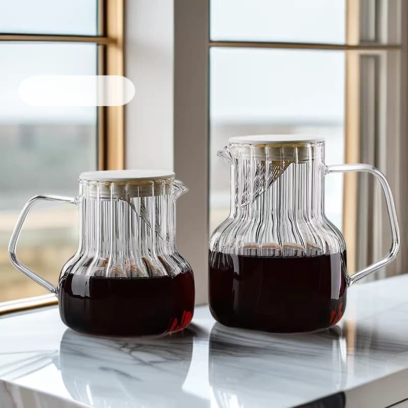 ✅Hand-brewed coffee pot glass with lid coffee sharing pot home coffee brewer cold brew coffee pot with filter