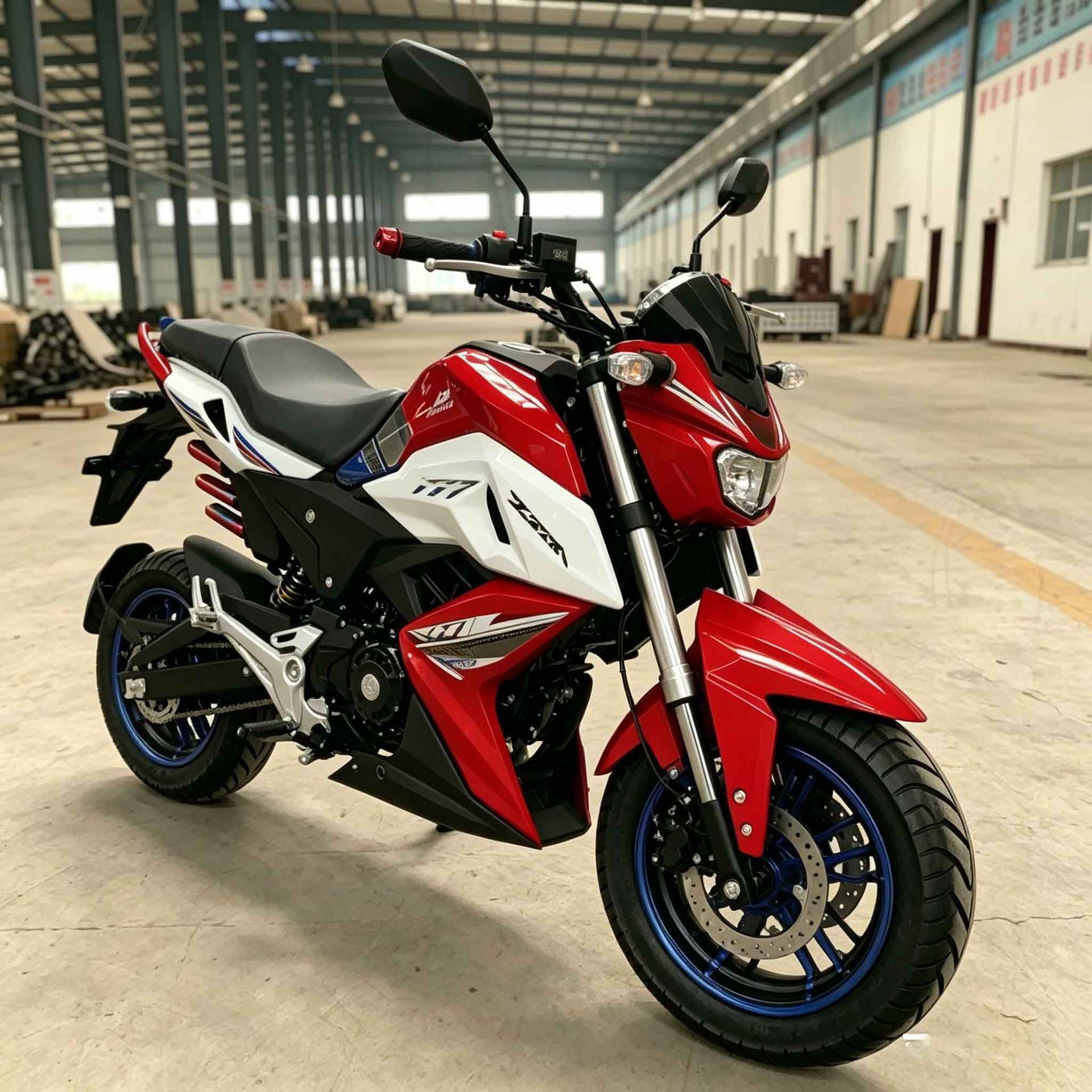 High Cost-Effective Export Two-Wheeled Fuel Motorcycle, Wide Footrest Reinforced Parking Stand, New Cross-Ride Red and White Model