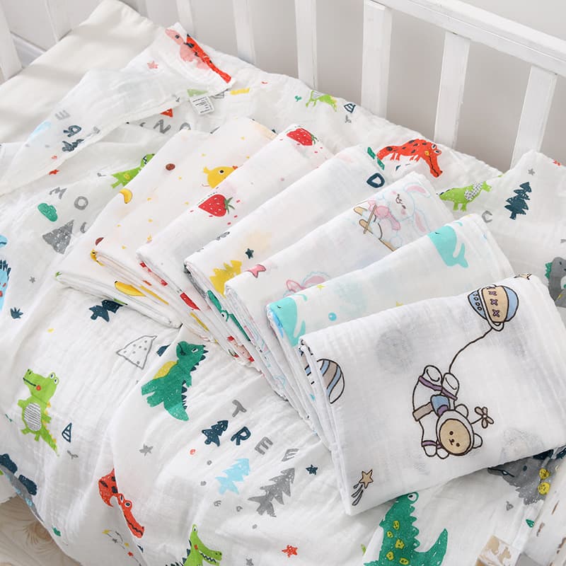 Newborn Swaddle Blanket Cotton Two-Layer Gauze Wrap Baby Swaddle Beach Towel Summer Supplies Double-Layer Swaddle